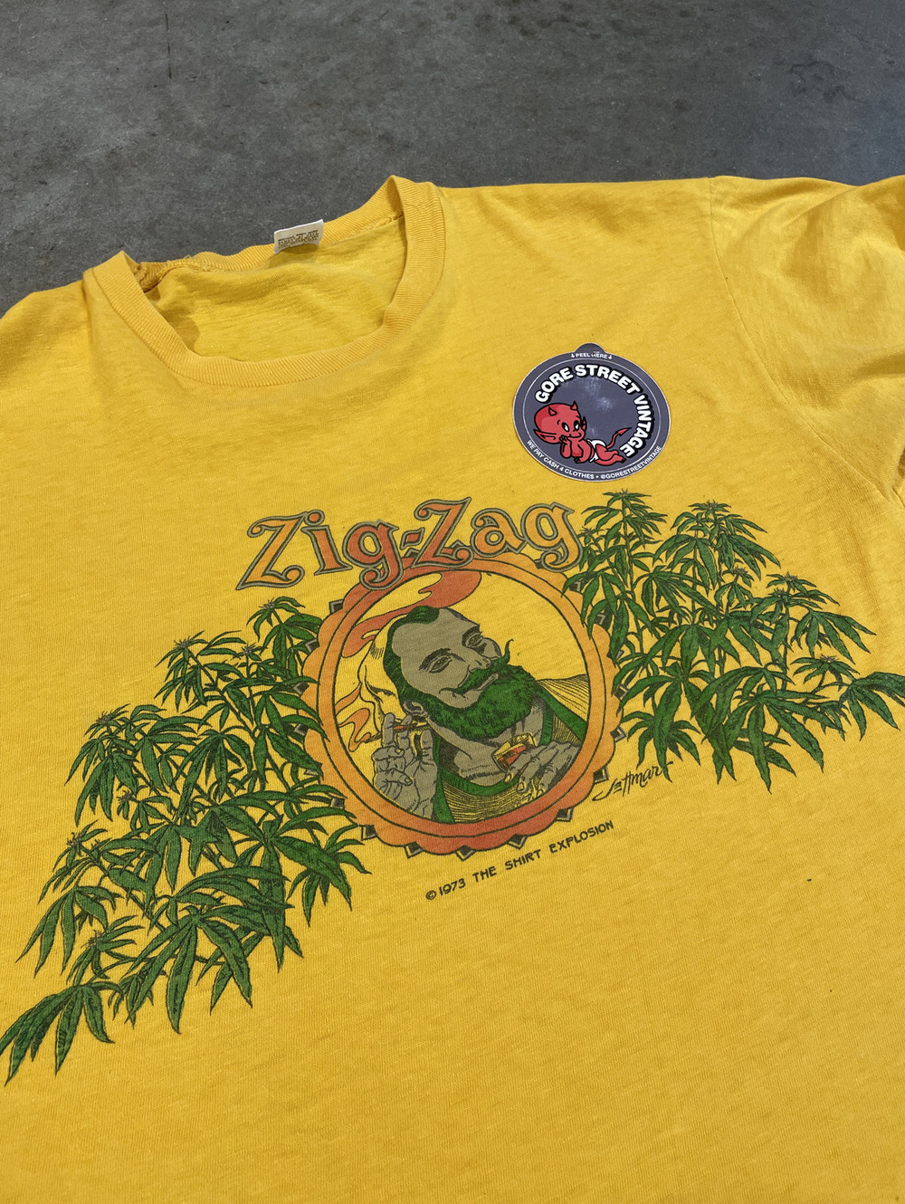 Vintage 70s Zig Zag Rolling Papers Tee 20x24 mayo spruce